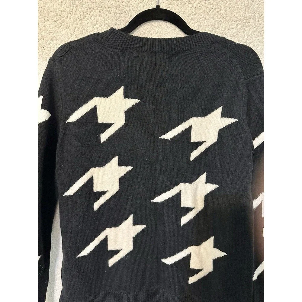 Banana Republic Black/White Herringbone Knit‎ Sweater Black Trim  Size S